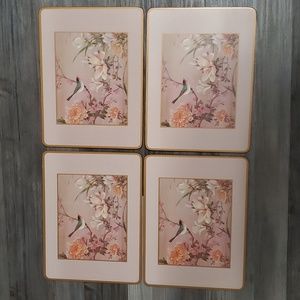 1960s Vintage Pimpernel England Botanical/Bird Cork Backed Placemats/Set of 4